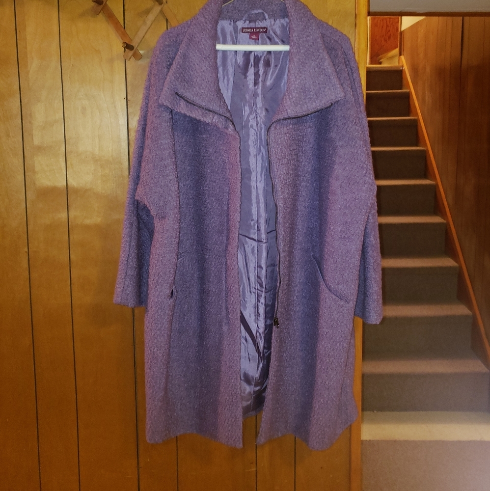 Jessica London Vintage Wool Purple Coat, Size 16